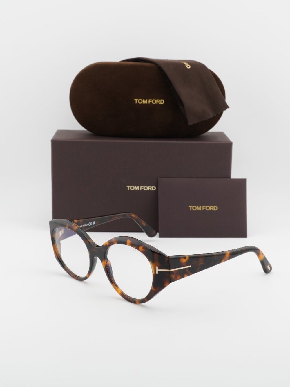 Tom Ford FT5950-B 052 Oval Eyeglasses 53mm – Havana / Blue Light Block